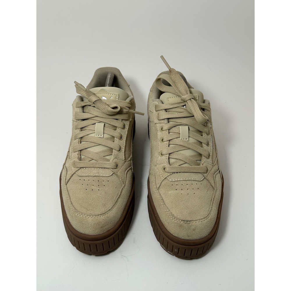 Puma Women's Beige Suede Platform Sneakers with Brown Sole